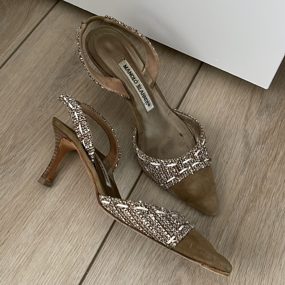 Manolo Blahnik tweed slingback heels - Picture 2 of 7